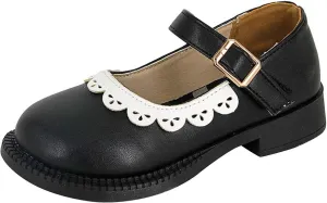 Girls Dress Shoes Toddler Flower Girl Low Heels Mary Jane Flat for School Uniform Wedding (Little/Big Toddler Shoes