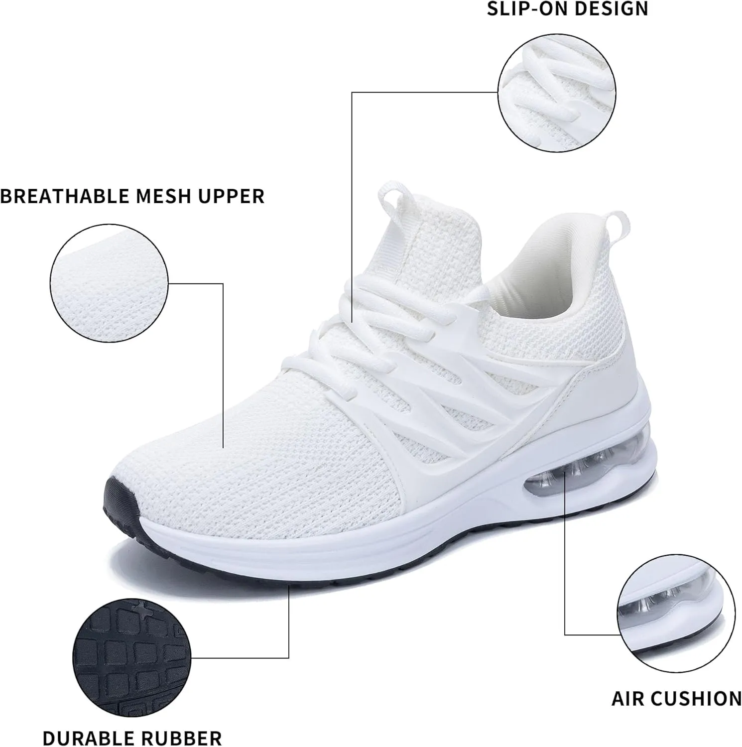 Gyeice Womens Air Running Shoes Lightweight Breathable Fashion Tennis Sneakers Gym Sport Walking Slip on Footwear US 5.5-11