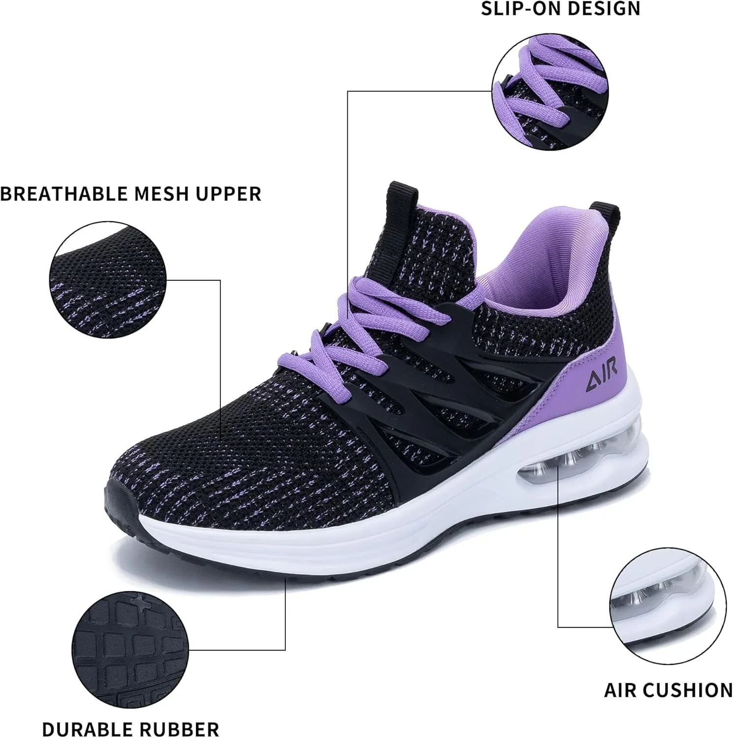 Gyeice Womens Air Running Shoes Lightweight Breathable Fashion Tennis Sneakers Gym Sport Walking Slip on Footwear US 5.5-11