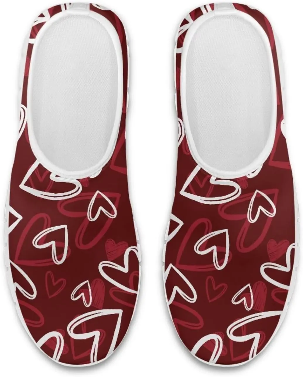 Heart Print Women's Running Shoes Slip On Sneakers Soft Loafers Low Top Non Slip Sports Walking Training Travel for Spring