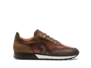 Height Increasing Brown Suede and Leather Laivai Lace Up Running Sneaker Shoes