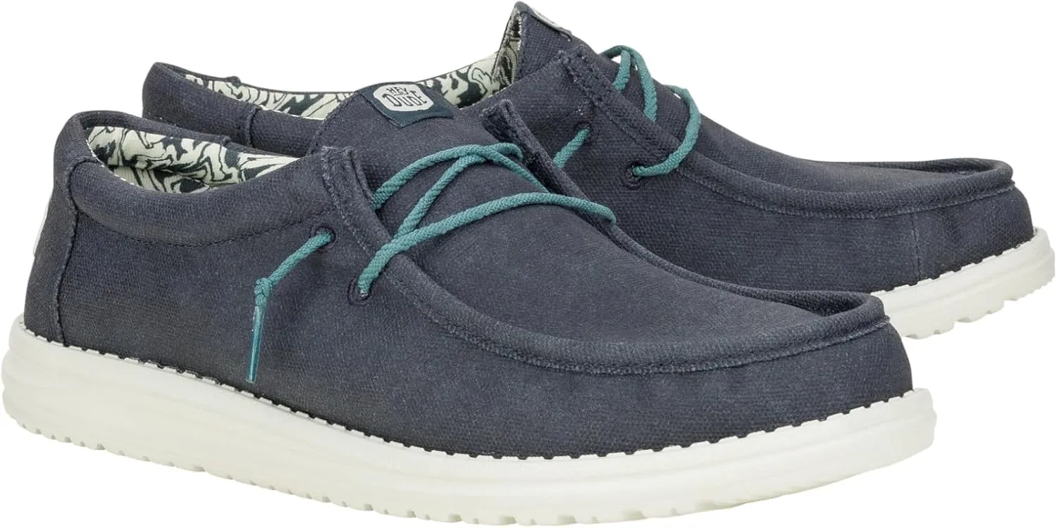 HEYDUDE Men's Wally Washed Canvas, Mens Shoes, Slip-on Loafers, Comfortable & Light-Weight