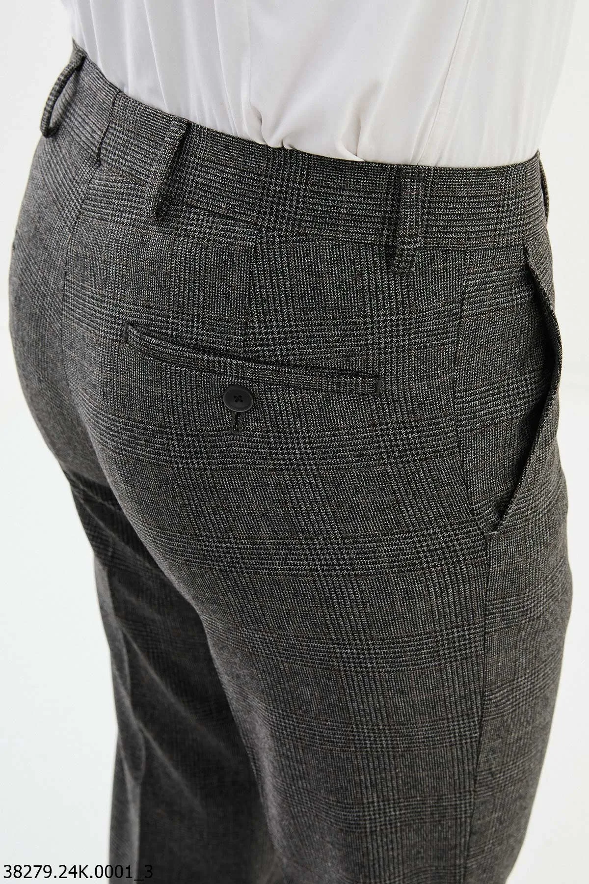 HolloMen Gray Plaid Slim Fit Dress Pants.