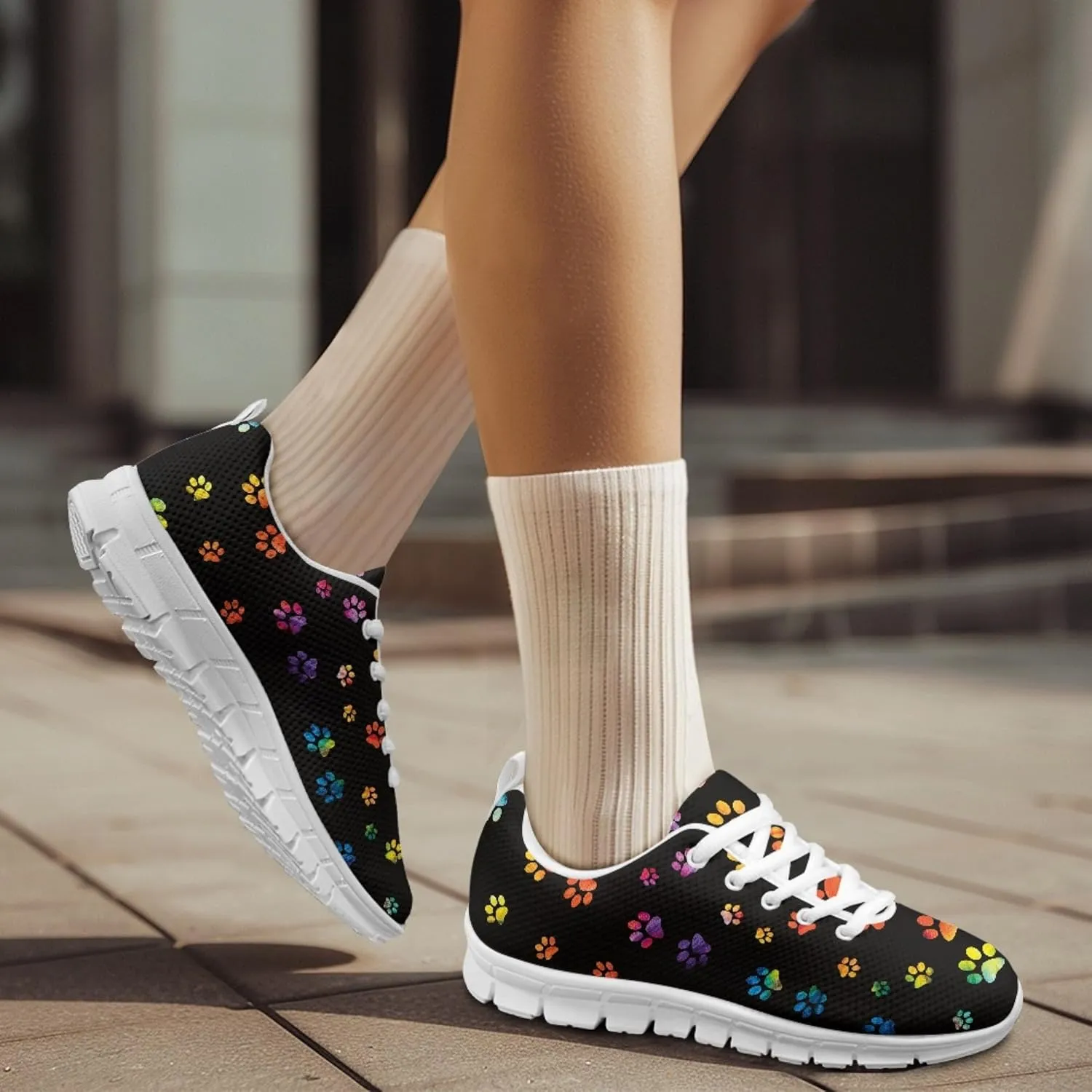 Jeiento Unisex Outdoor Running Shoes - White With Multicolor - Women, Men, Teenager - Non Slip, Breathable, Flexible - Running, Workouts - Casual, Spring, Summer, Fall