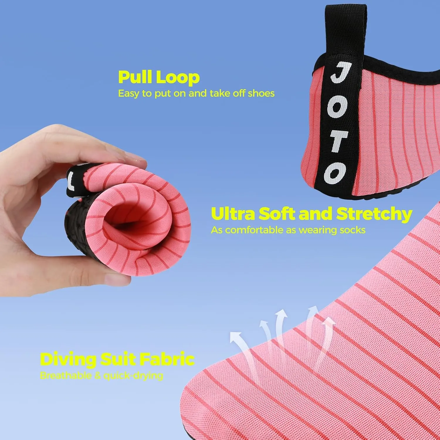 JOTO Water Shoes for Women Men Quick-Dry Breathable Aqua Socks Flexible Non-slip Rubber Sole lightweight Barefoot Aqua Water Socks for Swim Beach Yoga Exercise Pool Camping Snorkeling Surfing Kayaking