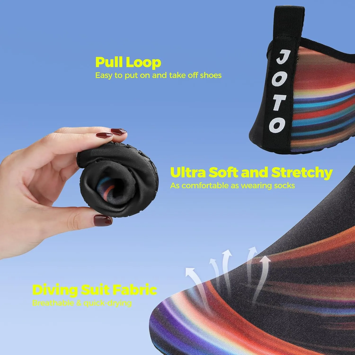 JOTO Water Shoes for Women Men Quick-Dry Breathable Aqua Socks Flexible Non-slip Rubber Sole lightweight Barefoot Aqua Water Socks for Swim Beach Yoga Exercise Pool Camping Snorkeling Surfing Kayaking
