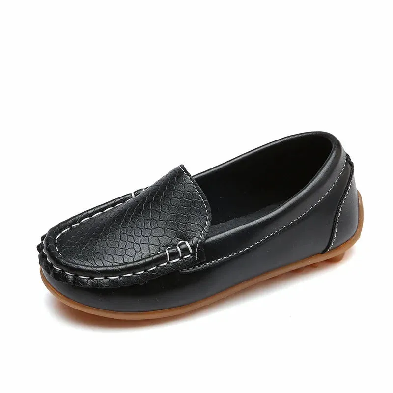 Kids Casual Slip-On Shoes – Soft PU Leather Loafers for Boys & Girls in Candy Colors