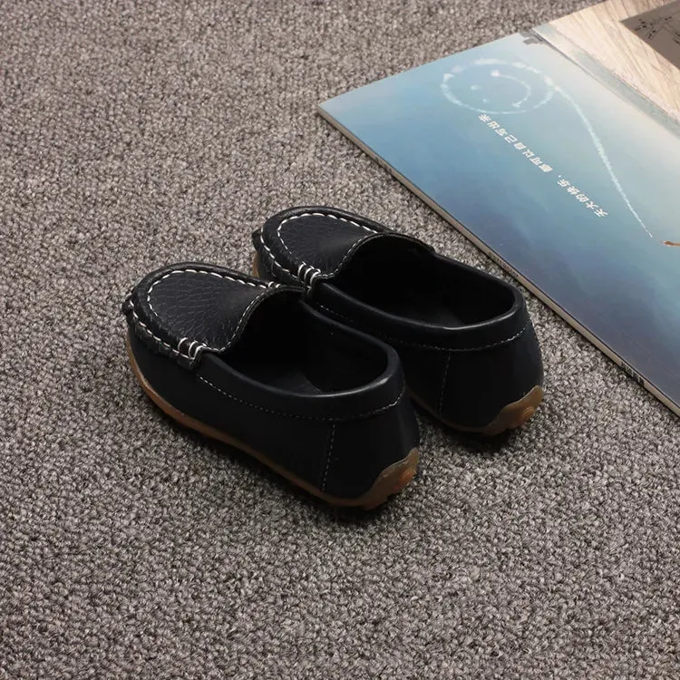 Kids Casual Slip-On Shoes – Soft PU Leather Loafers for Boys & Girls in Candy Colors