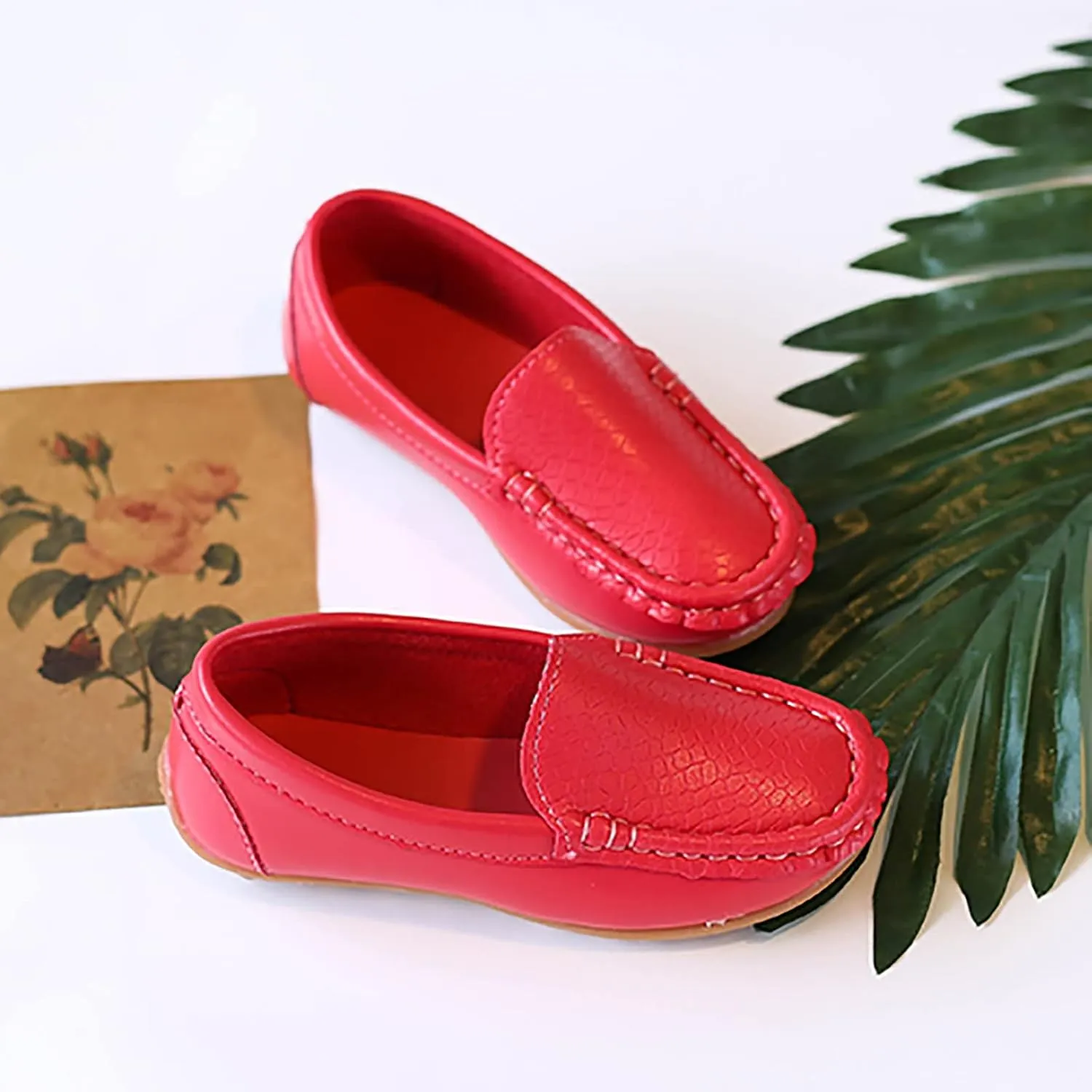 Kids Toddlers Boys Girls Leather Slip On Loafers Moccasin Boat Dress Shoes Dress Flat Little Girls Casual Baby Shoes