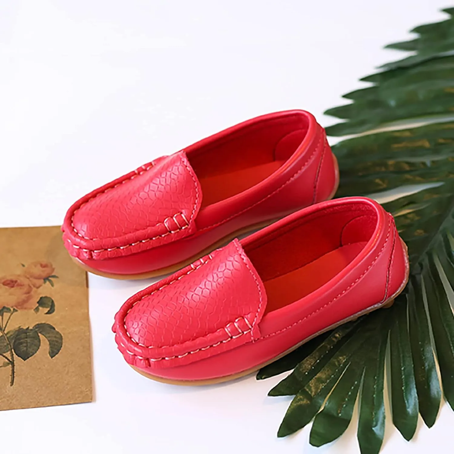 Kids Toddlers Boys Girls Leather Slip On Loafers Moccasin Boat Dress Shoes Dress Flat Little Girls Casual Baby Shoes