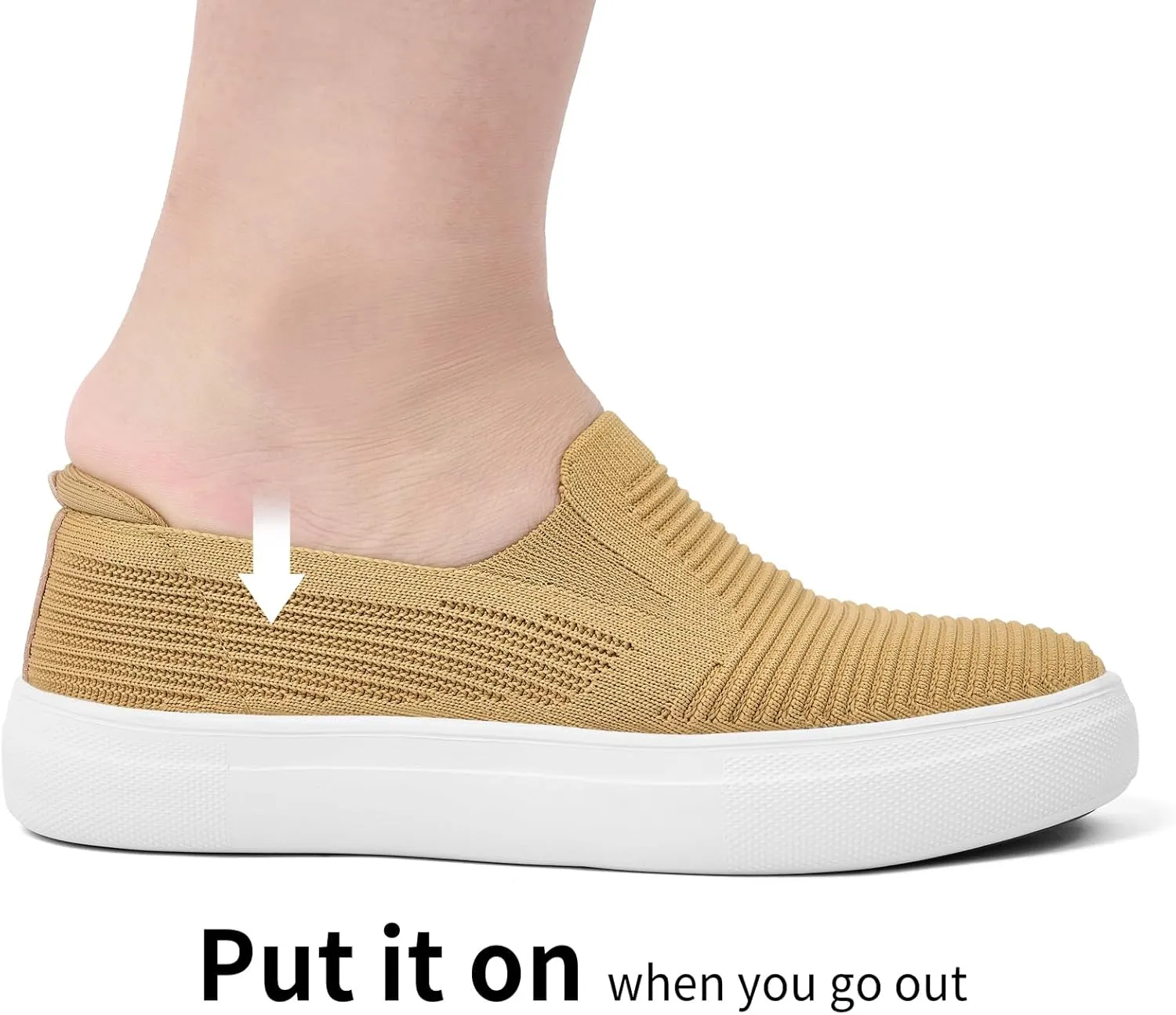 konhill Loafers for Women Slip on Walking Shoes Knit Breathable Tennis Work Comfortable Casual Fashion Sneakers