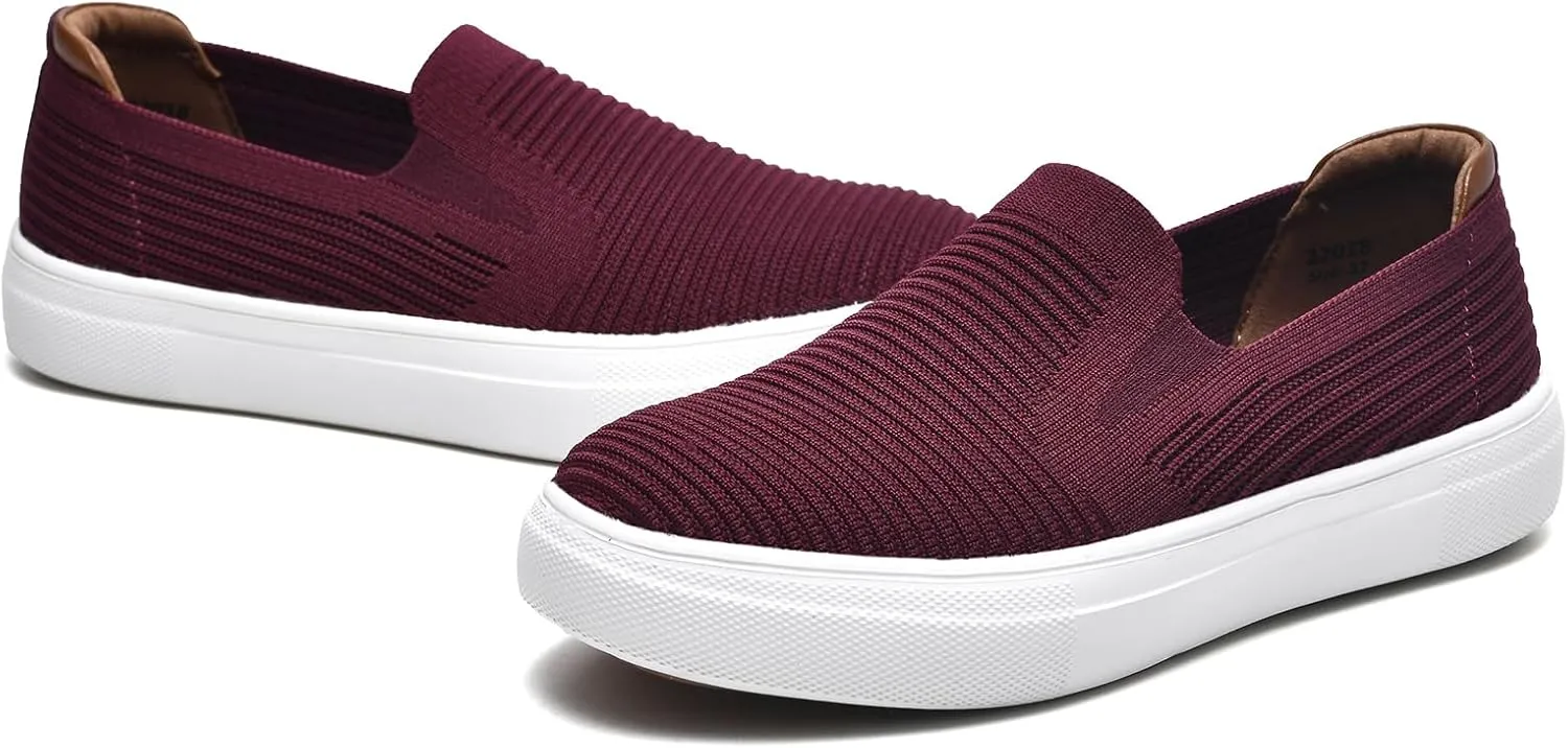 konhill Loafers for Women Slip on Walking Shoes Knit Breathable Tennis Work Comfortable Casual Fashion Sneakers