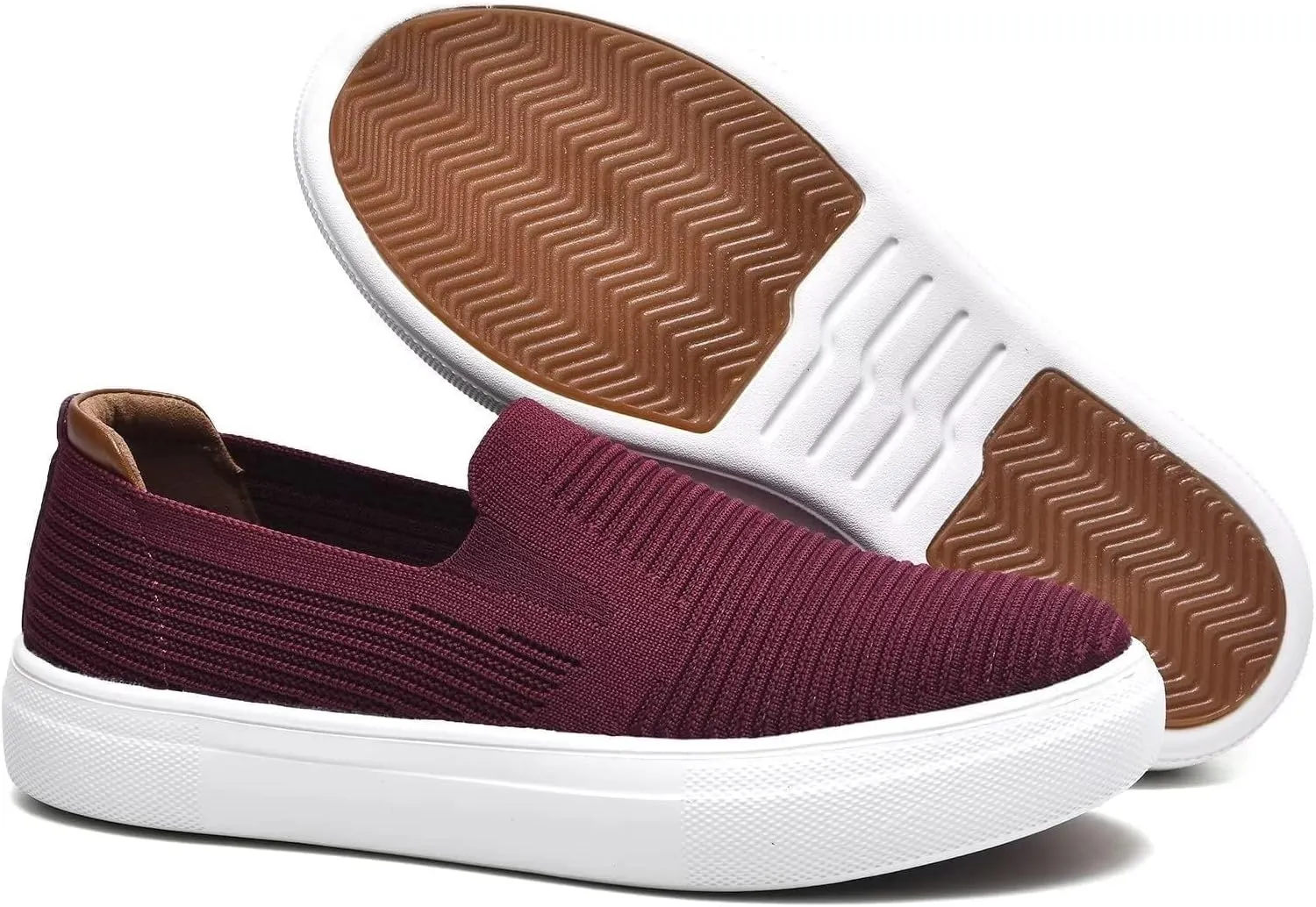 konhill Loafers for Women Slip on Walking Shoes Knit Breathable Tennis Work Comfortable Casual Fashion Sneakers