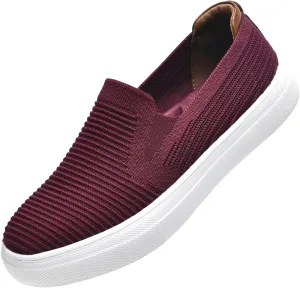 konhill Loafers for Women Slip on Walking Shoes Knit Breathable Tennis Work Comfortable Casual Fashion Sneakers