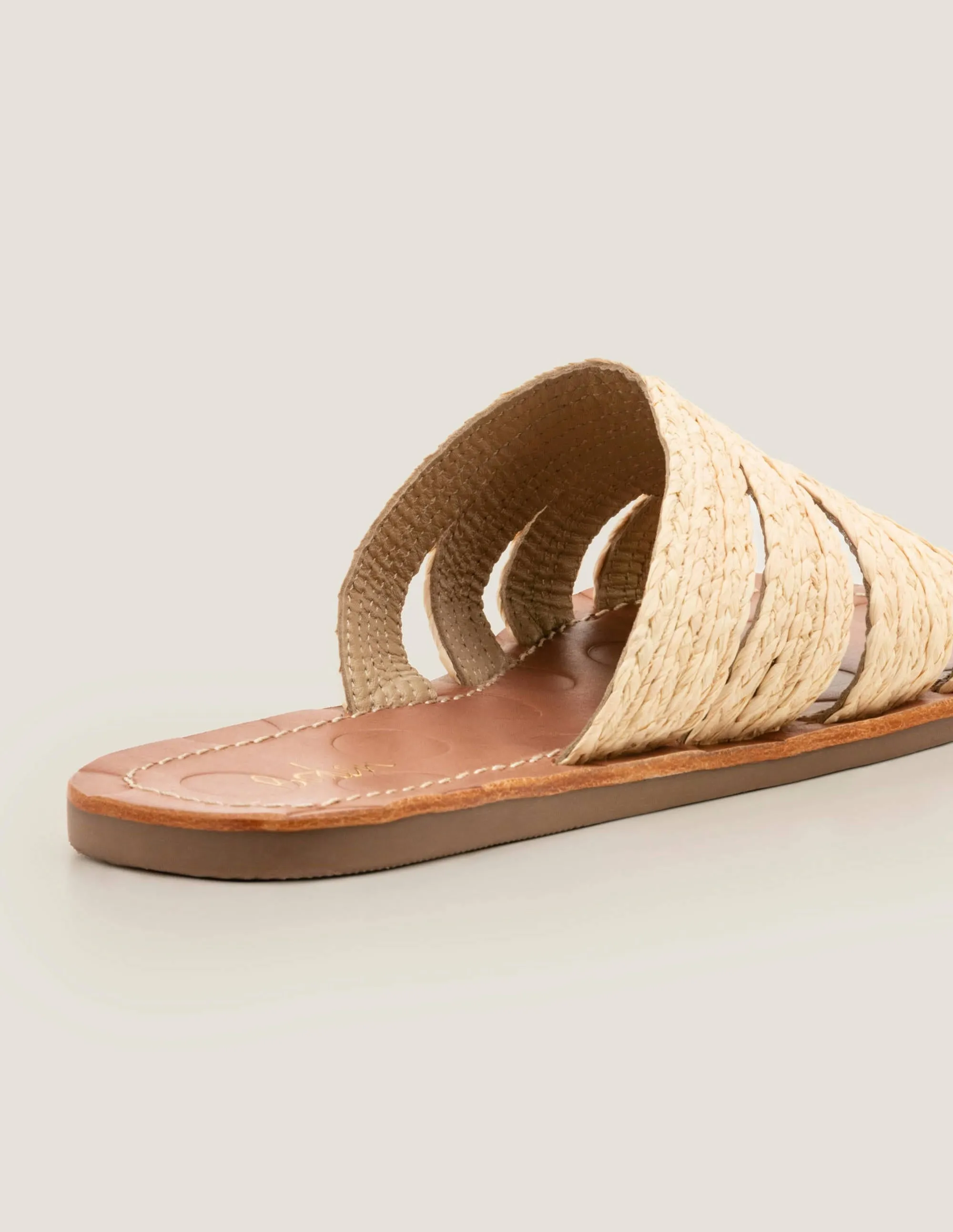 Leonora Raffia Slides-Natural