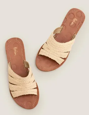 Leonora Raffia Slides-Natural