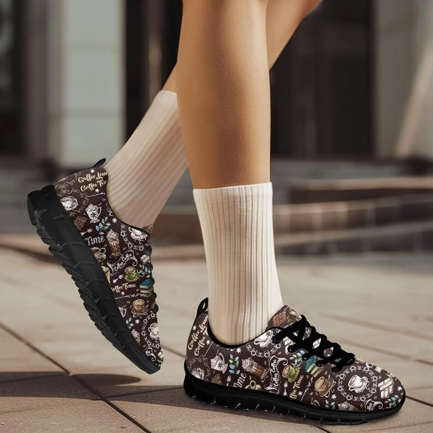 Lightweight Running Shoes Women Tennis Workout Shoes Casual Non-Slip Cozy Athletic Lace-Up Work Shoes for Trainer US 5-12