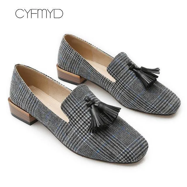 Loafers for girls Fashion Gingham Flats shoes