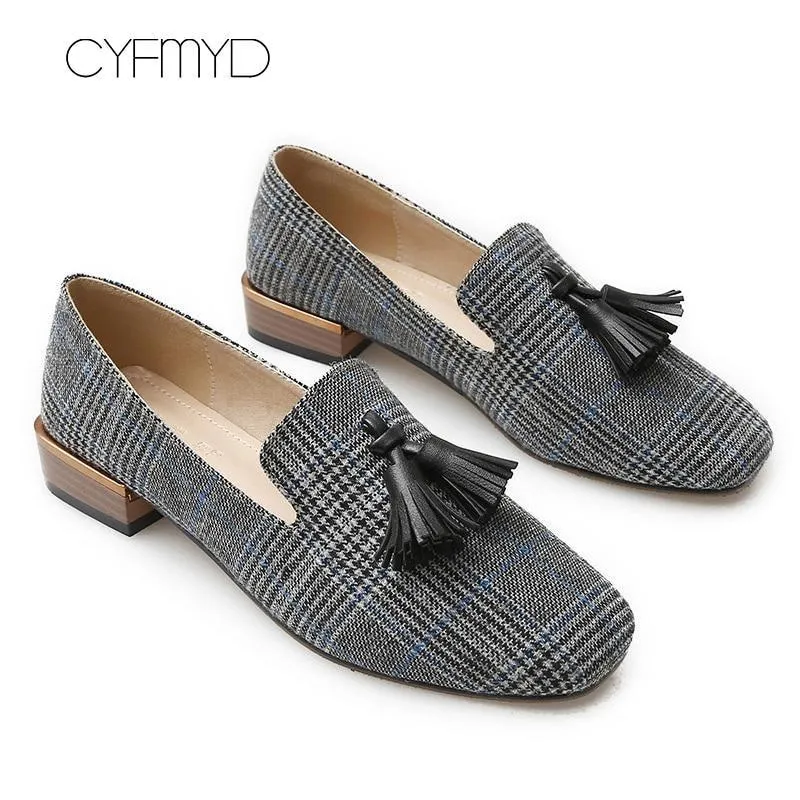 Loafers for girls Fashion Gingham Flats shoes
