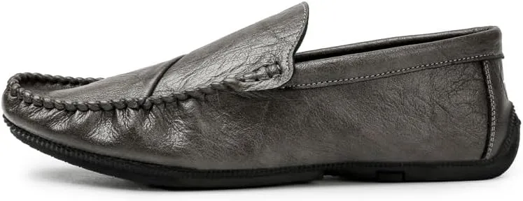 Loafers for Men Round Toe Vegan Leather Loafer Shoes Flexible Flat Heel Anti-Slip Casual Slip On