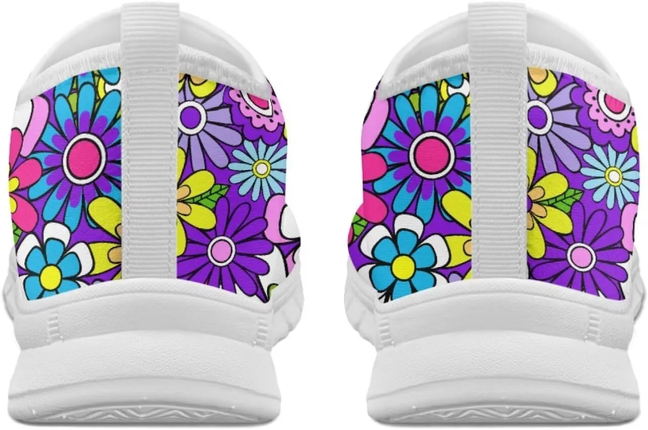 Mandala Flowers Print Womens Slip On Running Shoes Loafers Shoes Non Slip Arch Support Walking Shoes Breathable Gym Workout Shoes