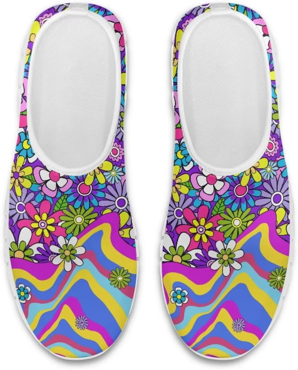 Mandala Flowers Print Womens Slip On Running Shoes Loafers Shoes Non Slip Arch Support Walking Shoes Breathable Gym Workout Shoes