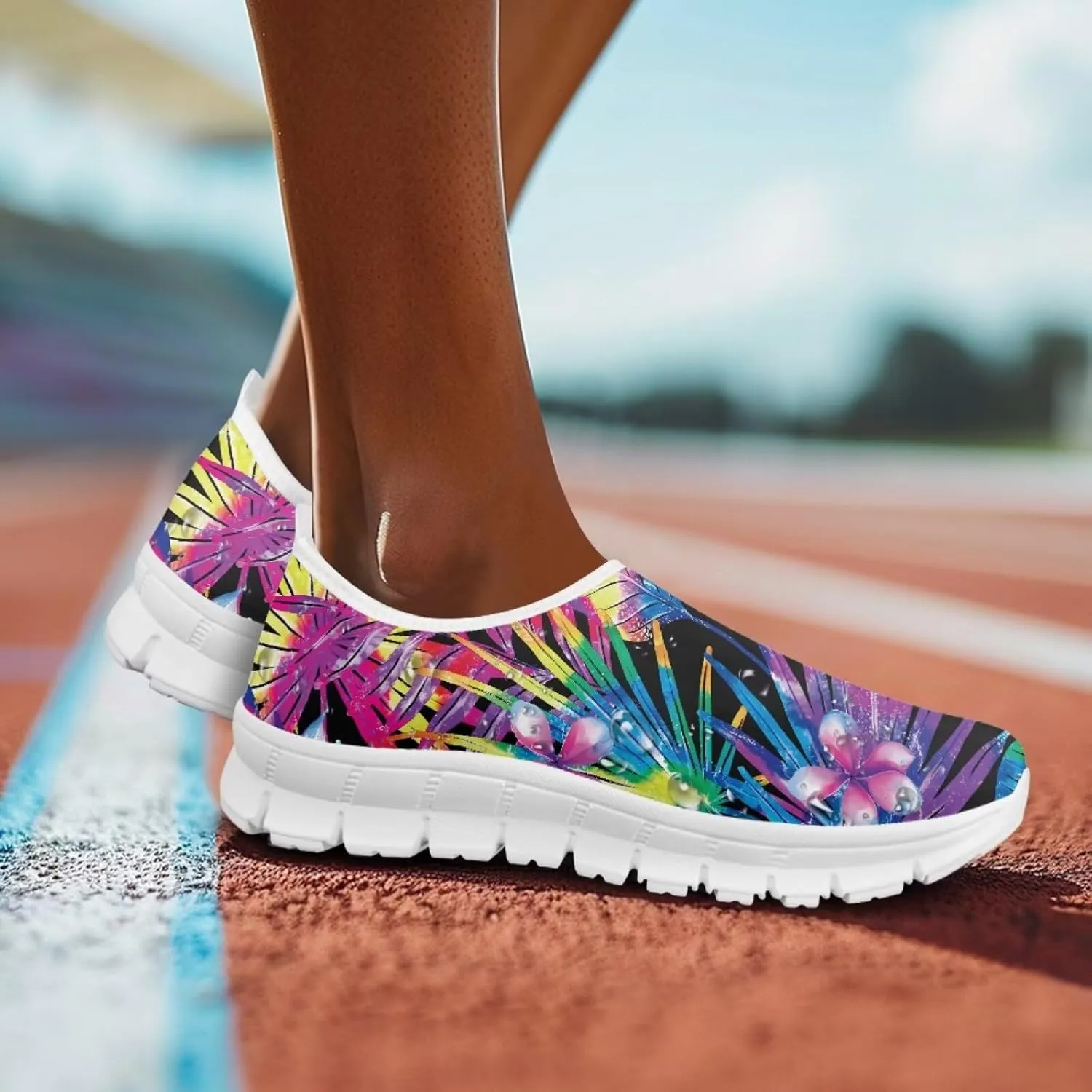 Mandala Flowers Print Womens Slip On Running Shoes Loafers Shoes Non Slip Arch Support Walking Shoes Breathable Gym Workout Shoes