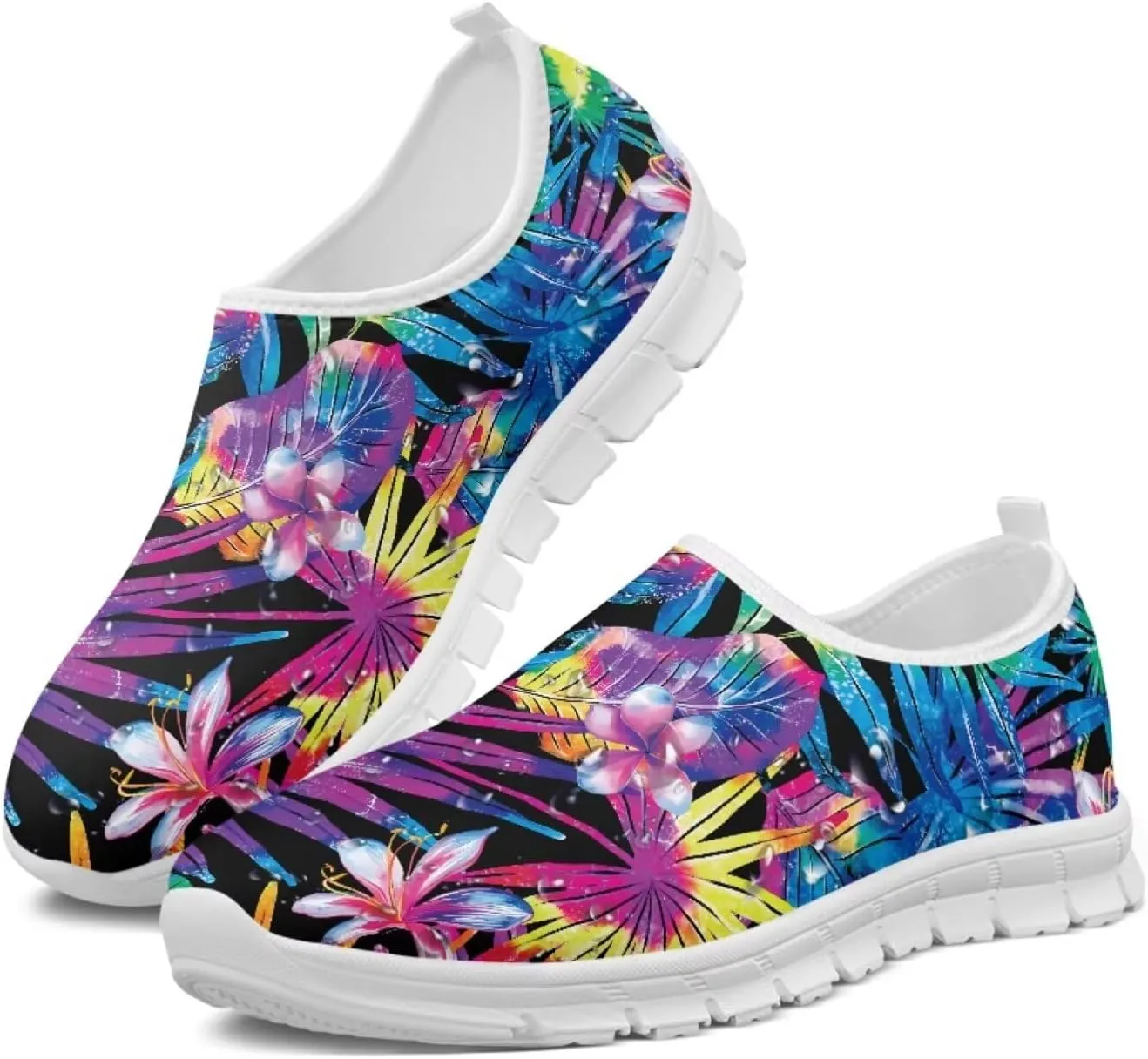 Mandala Flowers Print Womens Slip On Running Shoes Loafers Shoes Non Slip Arch Support Walking Shoes Breathable Gym Workout Shoes