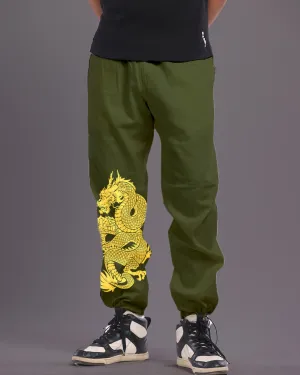 Men Dragon Olive Adjustable Cargo Pants