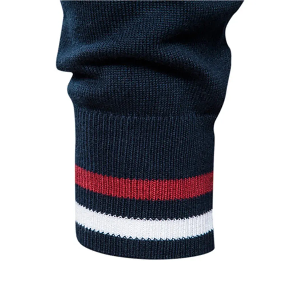Men’s Baseball Style Full Zip Up Knitted Cardigan