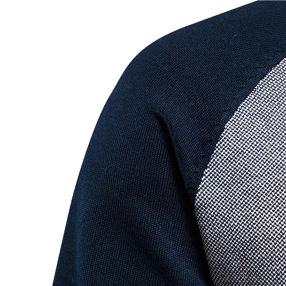 Men’s Baseball Style Full Zip Up Knitted Cardigan