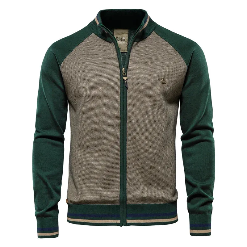 Men’s Baseball Style Full Zip Up Knitted Cardigan