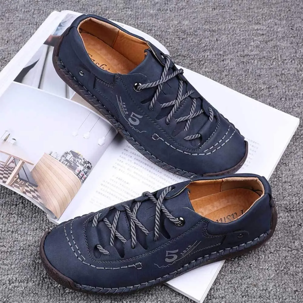 Mens Casual Shoes Genuine Leather Loafers Lightweight Breathable Outdoor Walking Shoes Slip On Sneakers