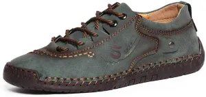 Mens Casual Shoes Genuine Leather Loafers Lightweight Breathable Outdoor Walking Shoes Slip On Sneakers