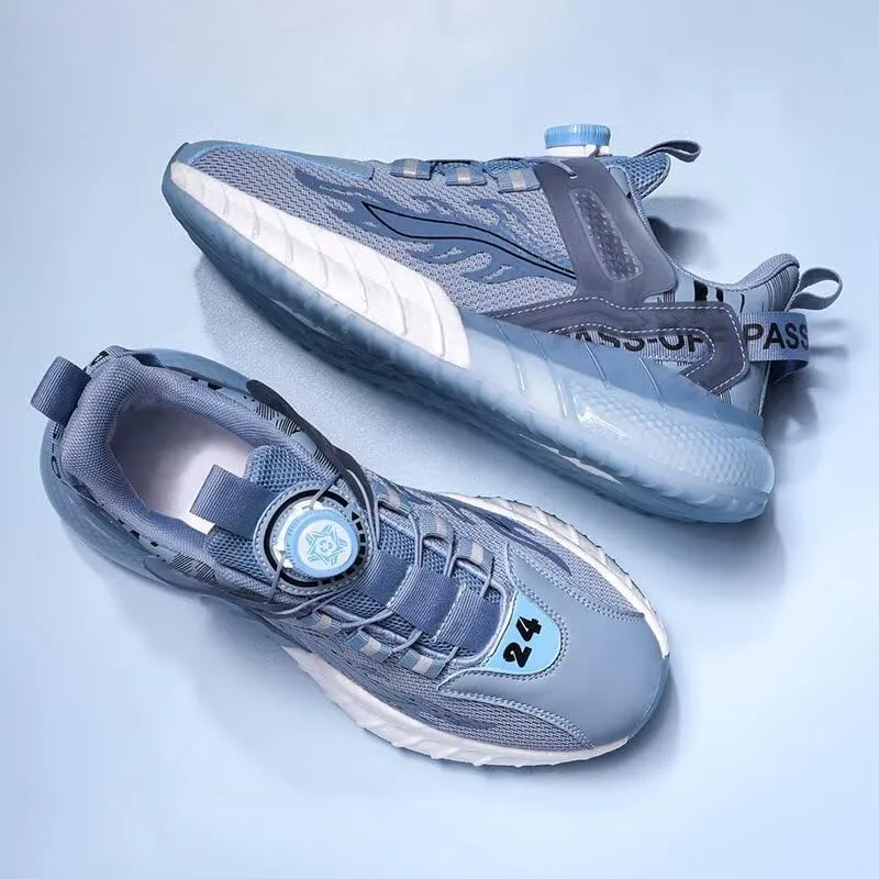 Men's Casual Walking Shoes Workout Rotating Automatic Buckle Shoes Laces Running Shoes for Men Sneakers