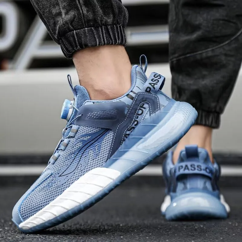 Men's Casual Walking Shoes Workout Rotating Automatic Buckle Shoes Laces Running Shoes for Men Sneakers
