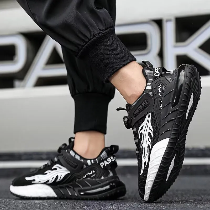 Men's Casual Walking Shoes Workout Rotating Automatic Buckle Shoes Laces Running Shoes for Men Sneakers