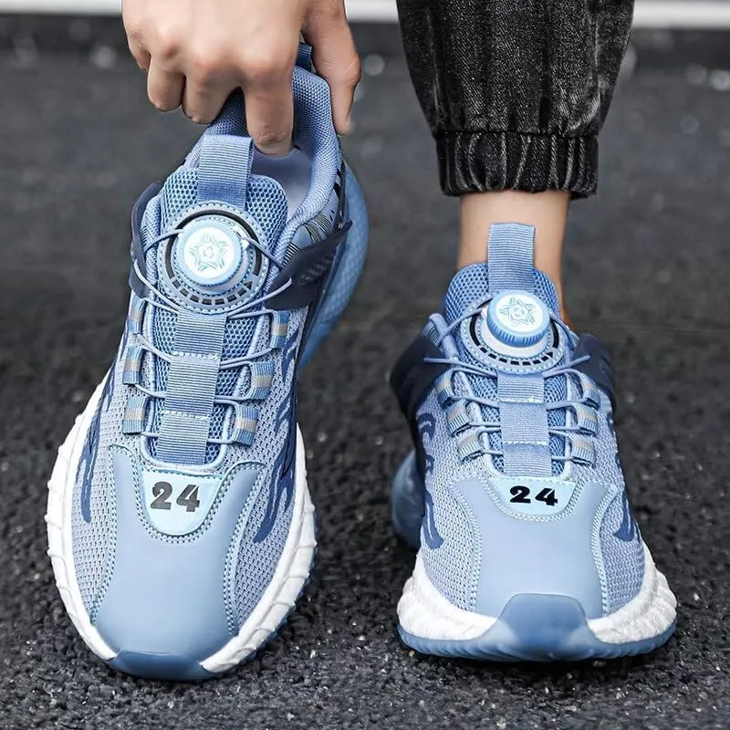 Men's Casual Walking Shoes Workout Rotating Automatic Buckle Shoes Laces Running Shoes for Men Sneakers