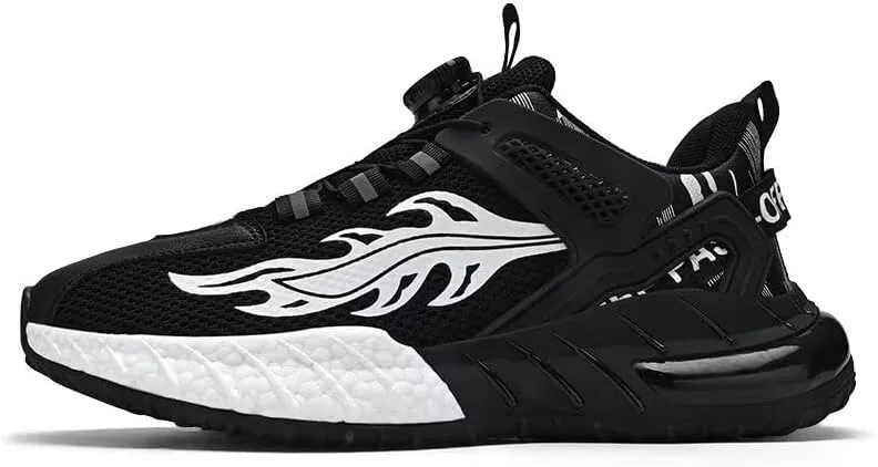 Men's Casual Walking Shoes Workout Rotating Automatic Buckle Shoes Laces Running Shoes for Men Sneakers