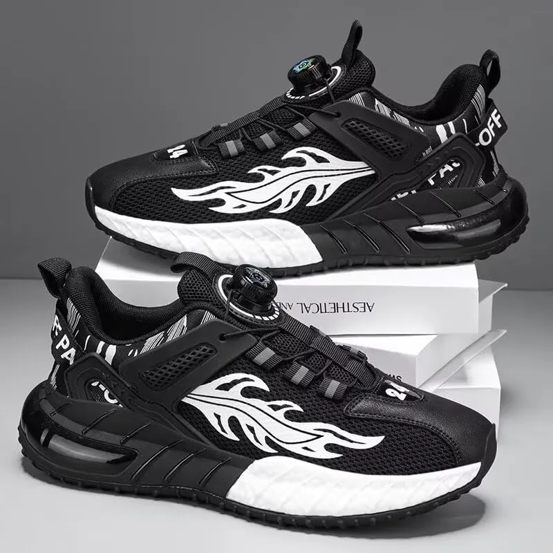 Men's Casual Walking Shoes Workout Rotating Automatic Buckle Shoes Laces Running Shoes for Men Sneakers