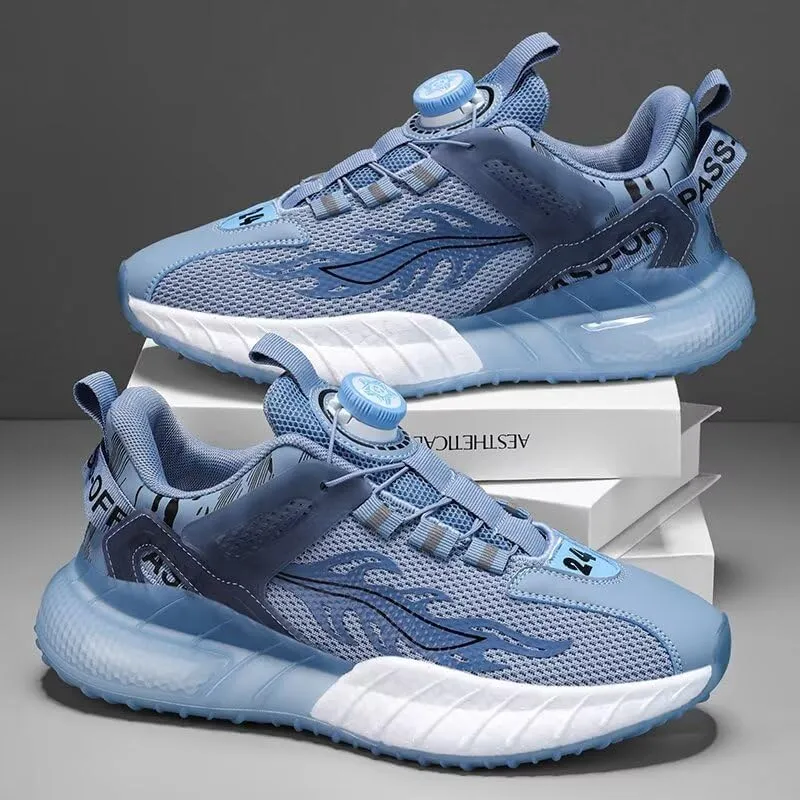 Men's Casual Walking Shoes Workout Rotating Automatic Buckle Shoes Laces Running Shoes for Men Sneakers