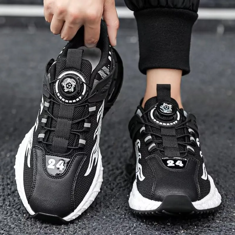 Men's Casual Walking Shoes Workout Rotating Automatic Buckle Shoes Laces Running Shoes for Men Sneakers