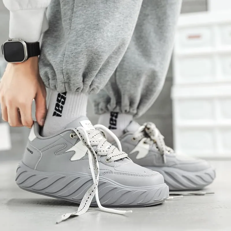 Men's Chunky Platform Sneakers Mens Casual Shoes Fashion Sneakers Breathable Comfort Walking Classic Lace-Up Low Top Casual Wear Shoes for Male