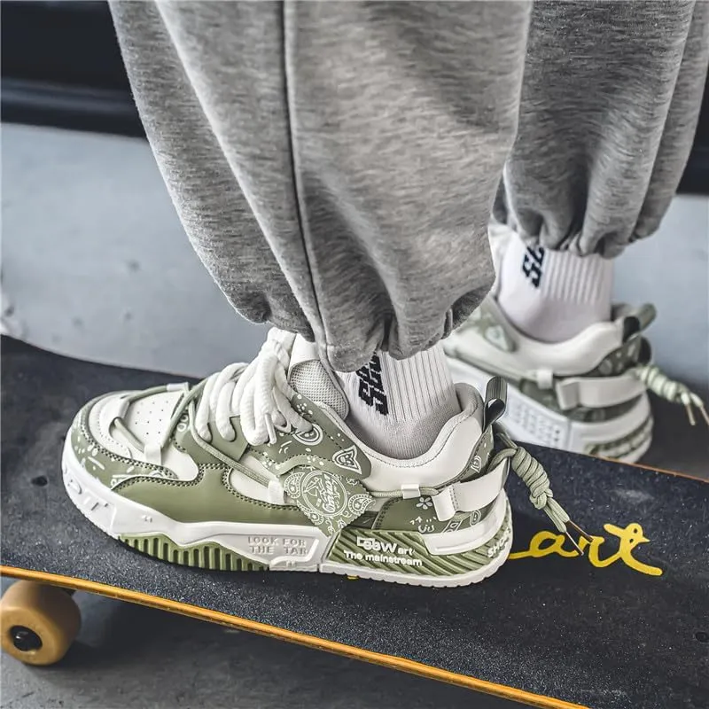 Men's Chunky Platform Sneakers Mens Casual Shoes Fashion Sneakers Breathable Comfort Walking Classic Lace-Up Low Top Casual Wear Shoes for Male