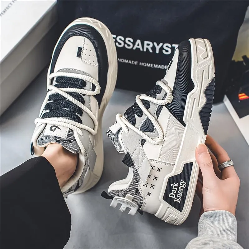 Men's Chunky Platform Sneakers Mens Casual Shoes Fashion Sneakers Breathable Comfort Walking Classic Lace-Up Low Top Casual Wear Shoes for Male