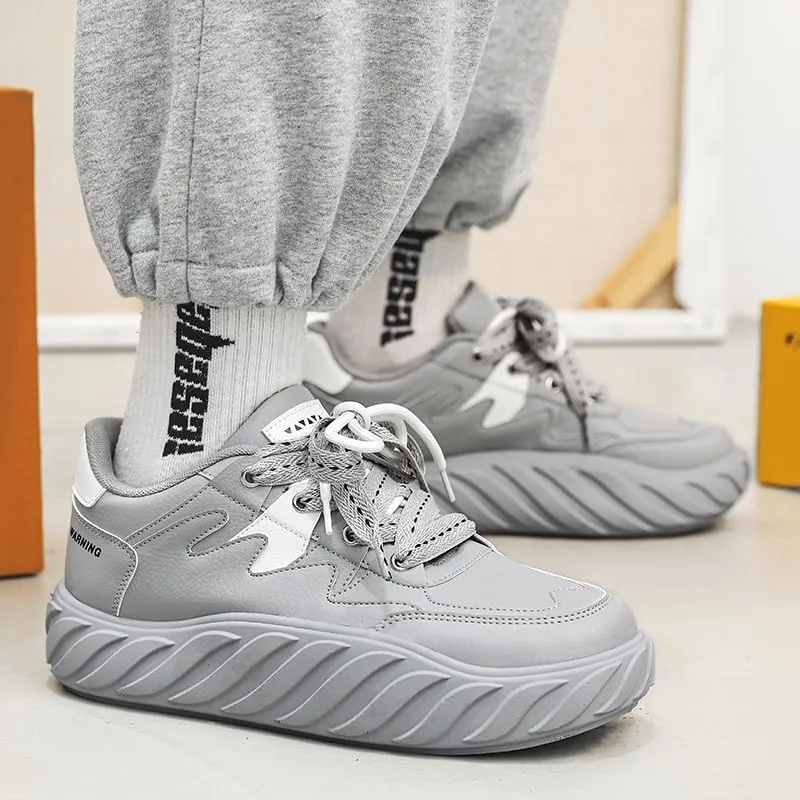 Men's Chunky Platform Sneakers Mens Casual Shoes Fashion Sneakers Breathable Comfort Walking Classic Lace-Up Low Top Casual Wear Shoes for Male