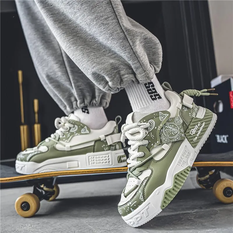 Men's Chunky Platform Sneakers Mens Casual Shoes Fashion Sneakers Breathable Comfort Walking Classic Lace-Up Low Top Casual Wear Shoes for Male