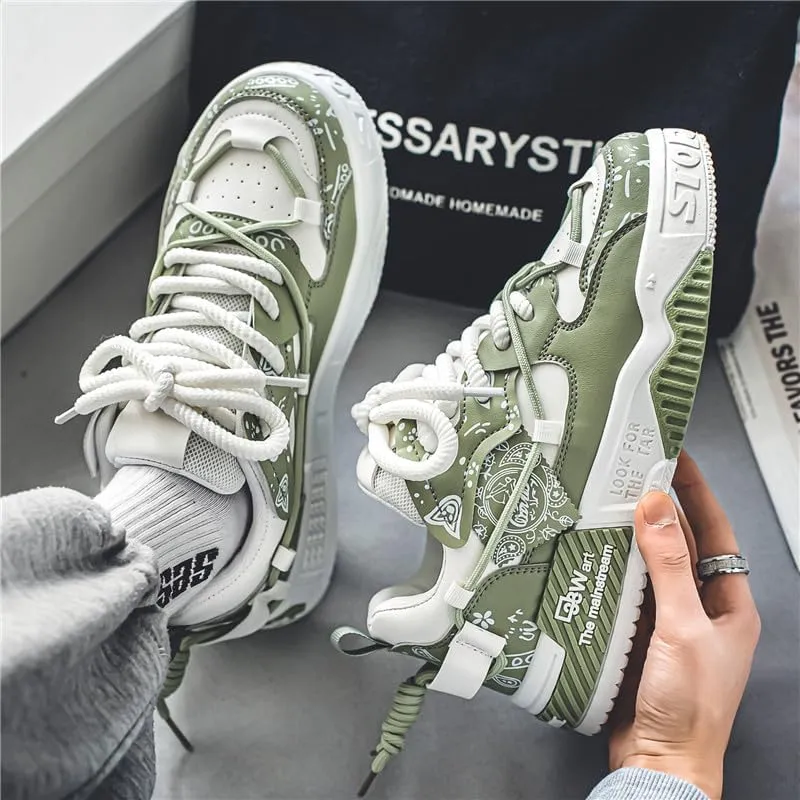 Men's Chunky Platform Sneakers Mens Casual Shoes Fashion Sneakers Breathable Comfort Walking Classic Lace-Up Low Top Casual Wear Shoes for Male