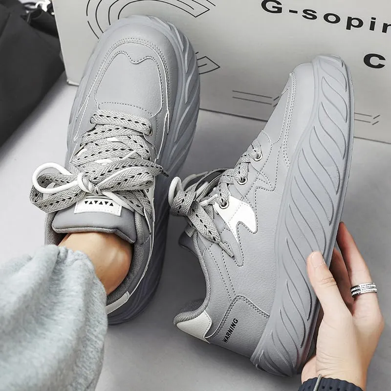Men's Chunky Platform Sneakers Mens Casual Shoes Fashion Sneakers Breathable Comfort Walking Classic Lace-Up Low Top Casual Wear Shoes for Male