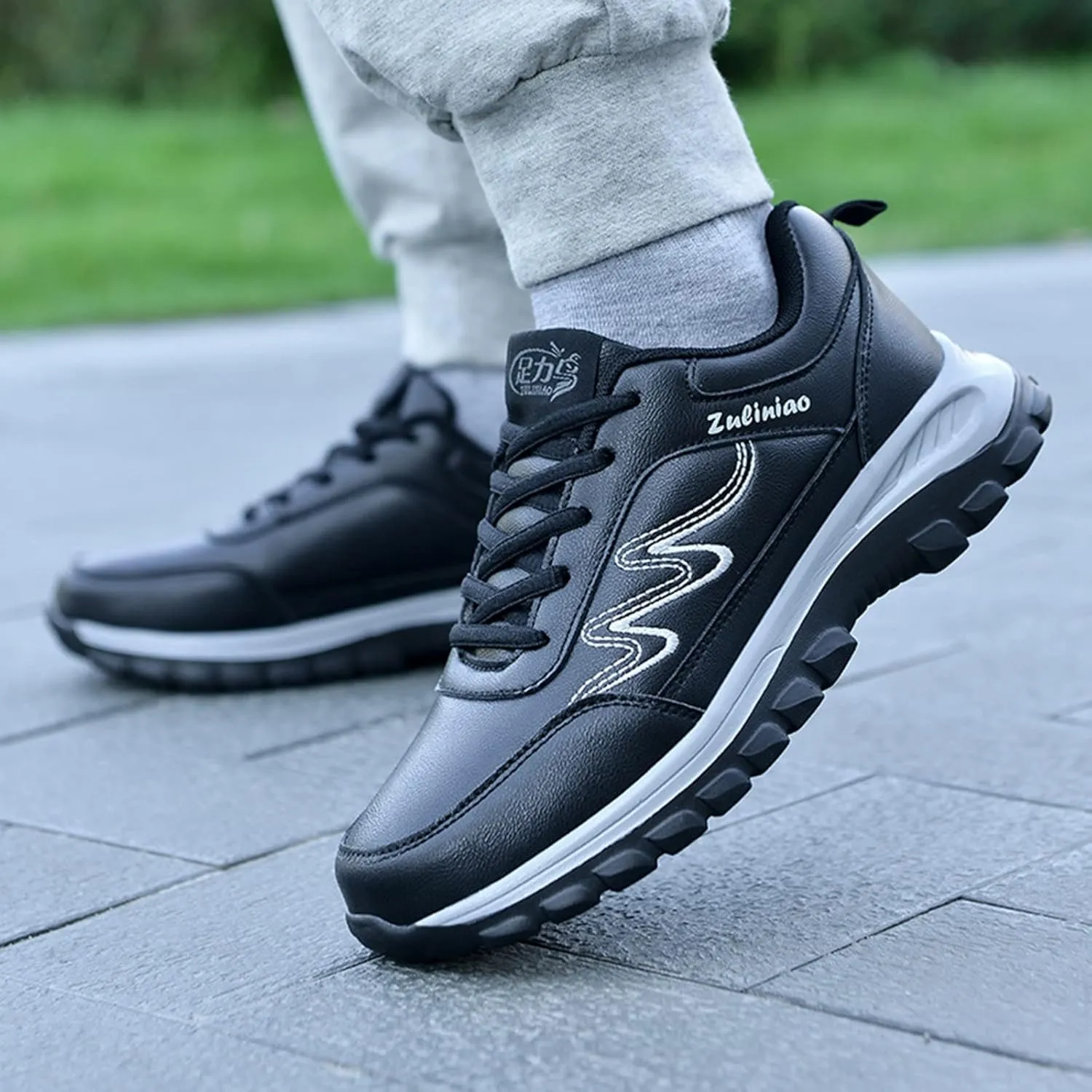 Men's Lace Up Memory Foam Sneakers Breathable Elastic Fly Woven Mesh Sneaker Non Slip Work Sport Shoes for Men
